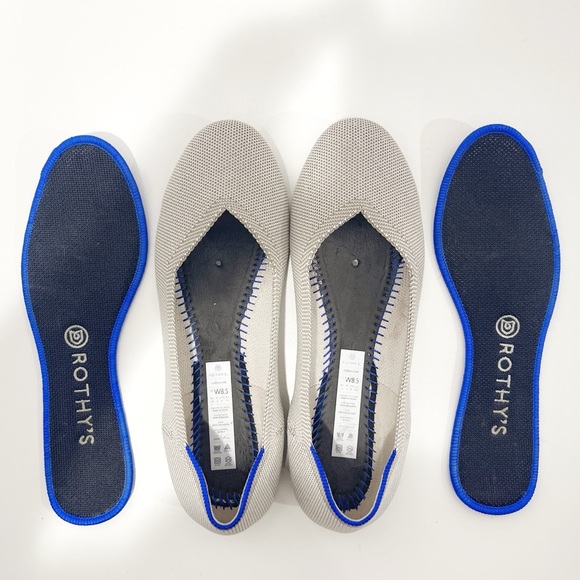 Rothy’s Birdseye Round Toe Flats Light Grey Size 8.5 Machine Washable Comfy - Picture 9 of 12